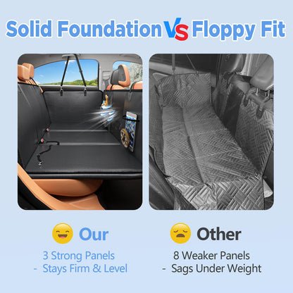 HOB4U Dog Car Seat Cover for Back Seat, Hard Bottom Back Seat Extender for Dogs, Dog Hammock for Car SUV and Trucks - Waterproof, Anti Scratch，Easy to Clean, Supports 400lbs