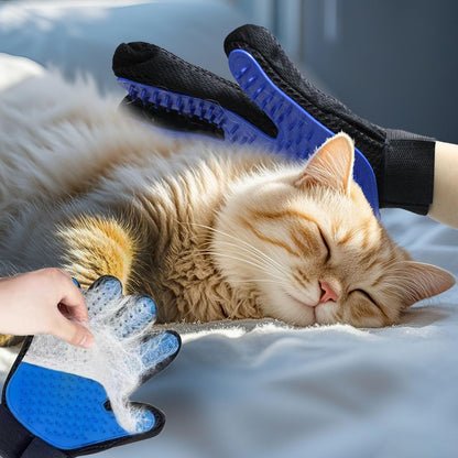 NVNAN Pet Hair Removal Glove for Dogs & Cats, 2-in-1 Deshedding Brush & Massage Mitt - Grooming Gloves for Shedding Control, Bathing and Washing, Safe for Short/Long Hair Pets 2-Pack (Blue)