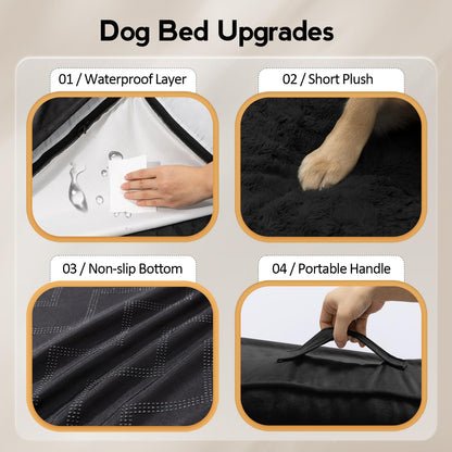 MEKIY Large Dog Bed - XL Orthopedic Egg-Crate Memory Foam Dog Beds with Removable Washable Cover, Waterproof Pet Beds with Non-Slip Bottom, Grey