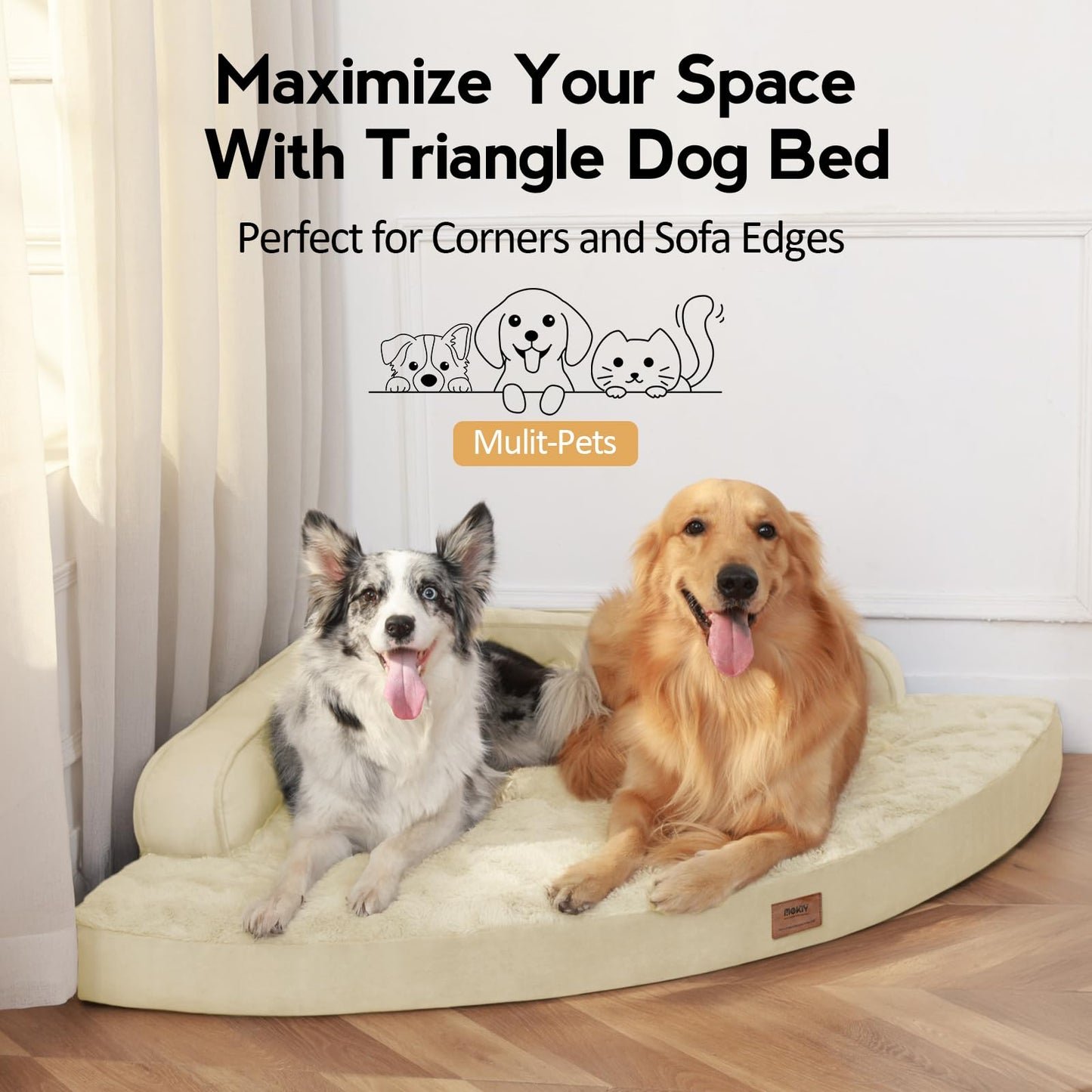 MEKIY Large Dog Bed - XL Orthopedic Egg-Crate Memory Foam Dog Beds with Removable Washable Cover, Waterproof Pet Beds with Non-Slip Bottom, Grey