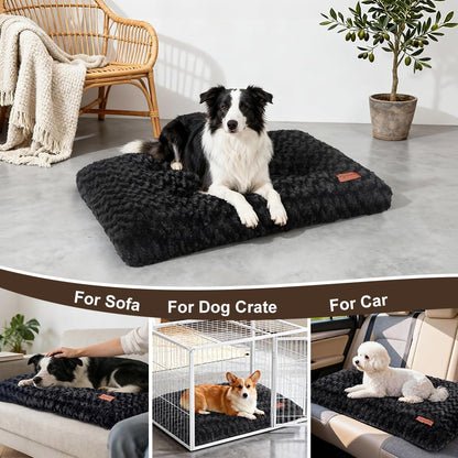 Dog Bed Crate Pad Plush Soft Dog Crate Bed for Medium Dogs and Cats Washable Anti-Slip Kennel Crate Mats for Sleeping and Anti Anxiety M