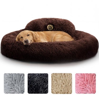 PetJett Calming Medium Dog Bed - 30'' Round Dog Beds - Washable Dog Bed - Anti-Slip Super Soft Fluffy Plush Donut Bed, Anti-Anxiety Premium Comfort Pet Bed, Fits Dogs up to 45 lbs - Beige