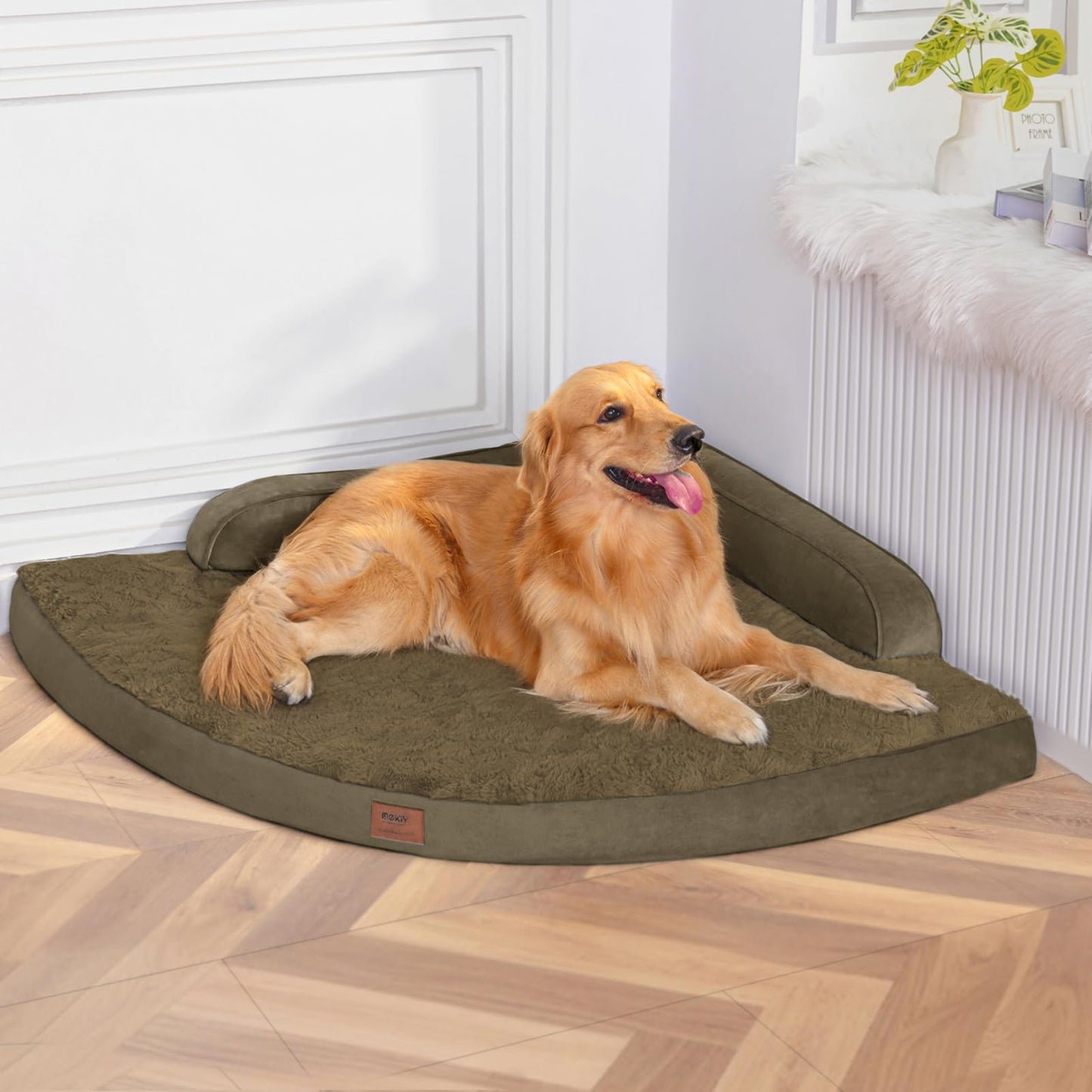 MEKIY Large Dog Bed - XL Orthopedic Egg-Crate Memory Foam Dog Beds with Removable Washable Cover, Waterproof Pet Beds with Non-Slip Bottom, Grey