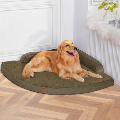 MEKIY Large Dog Bed - XL Orthopedic Egg-Crate Memory Foam Dog Beds with Removable Washable Cover, Waterproof Pet Beds with Non-Slip Bottom, Grey