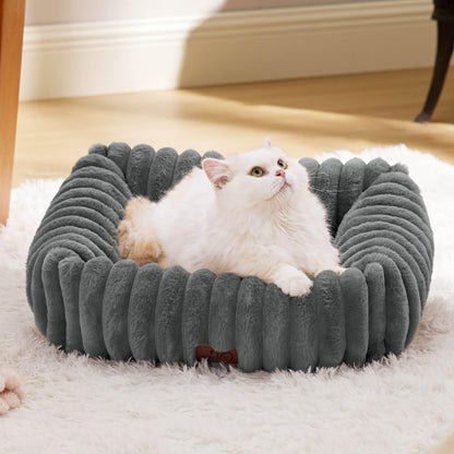 Bedsure ComfyFleece™ Cute Dog Bed for Small Medium Dogs - Washable Furry Puppy Beds, Rectangle Orthopedic Corduroy Fleece Pet Beds with Removable Zipper Cover, 25x21x7inches, Cream