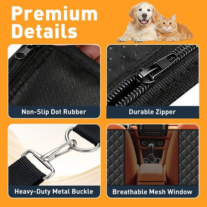 HOB4U Dog Car Seat Cover for Back Seat, Hard Bottom Back Seat Extender for Dogs, Dog Hammock for Car SUV and Trucks - Waterproof, Anti Scratch，Easy to Clean, Supports 400lbs