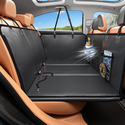 HOB4U Dog Car Seat Cover for Back Seat, Hard Bottom Back Seat Extender for Dogs, Dog Hammock for Car SUV and Trucks - Waterproof, Anti Scratch，Easy to Clean, Supports 400lbs