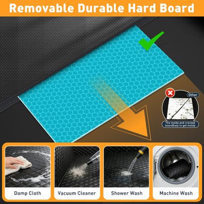 HOB4U Dog Car Seat Cover for Back Seat, Hard Bottom Back Seat Extender for Dogs, Dog Hammock for Car SUV and Trucks - Waterproof, Anti Scratch，Easy to Clean, Supports 400lbs