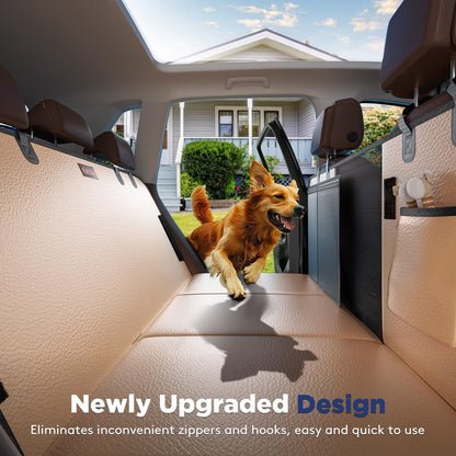 FURTIME Dog Car Seat Cover for Back Seat, Upgraded PU Leather Back Seat Extender with Hard Bottom Holds 400LBS, Waterproof Anti-Scratch, Large Space Back Seat Cover for Car, SUV, Small Truck