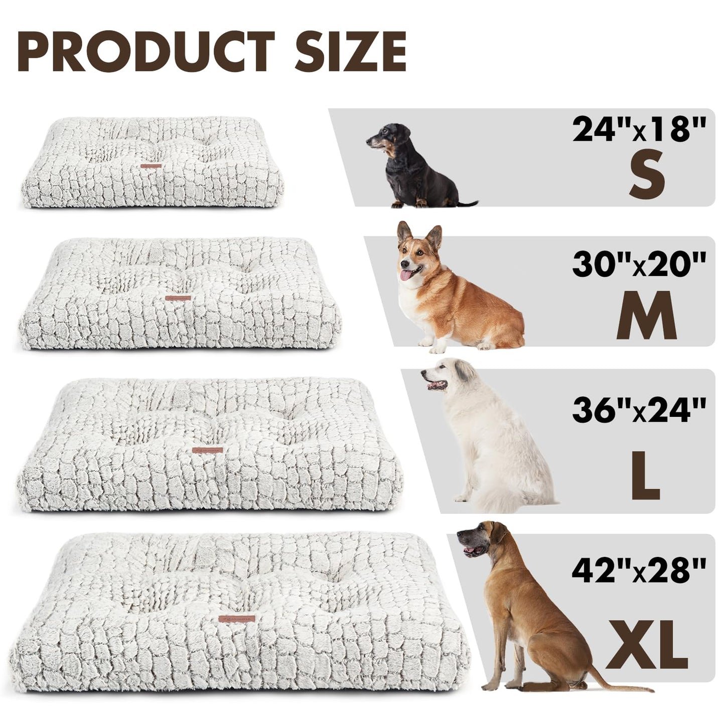 Dog Bed Crate Pad Plush Soft Dog Crate Bed for Medium Dogs and Cats Washable Anti-Slip Kennel Crate Mats for Sleeping and Anti Anxiety M