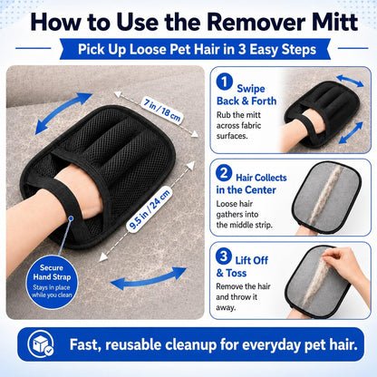 NVNAN Pet Hair Removal Glove for Dogs & Cats, 2-in-1 Deshedding Brush & Massage Mitt - Grooming Gloves for Shedding Control, Bathing and Washing, Safe for Short/Long Hair Pets 2-Pack (Blue)