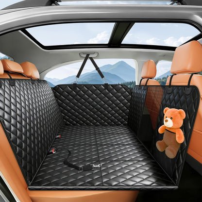 HOB4U Dog Car Seat Cover for Back Seat, Hard Bottom Back Seat Extender for Dogs, Dog Hammock for Car SUV and Trucks - Waterproof, Anti Scratch，Easy to Clean, Supports 400lbs
