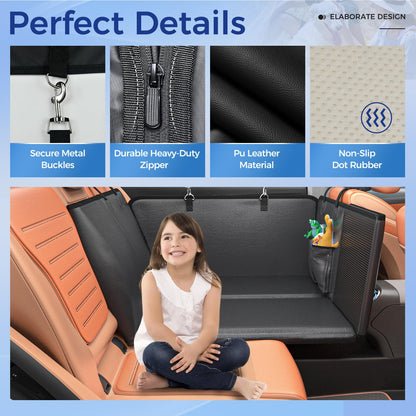 HOB4U Dog Car Seat Cover for Back Seat, Hard Bottom Back Seat Extender for Dogs, Dog Hammock for Car SUV and Trucks - Waterproof, Anti Scratch，Easy to Clean, Supports 400lbs