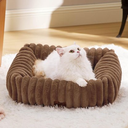 Bedsure ComfyFleece™ Cute Dog Bed for Small Medium Dogs - Washable Furry Puppy Beds, Rectangle Orthopedic Corduroy Fleece Pet Beds with Removable Zipper Cover, 25x21x7inches, Cream