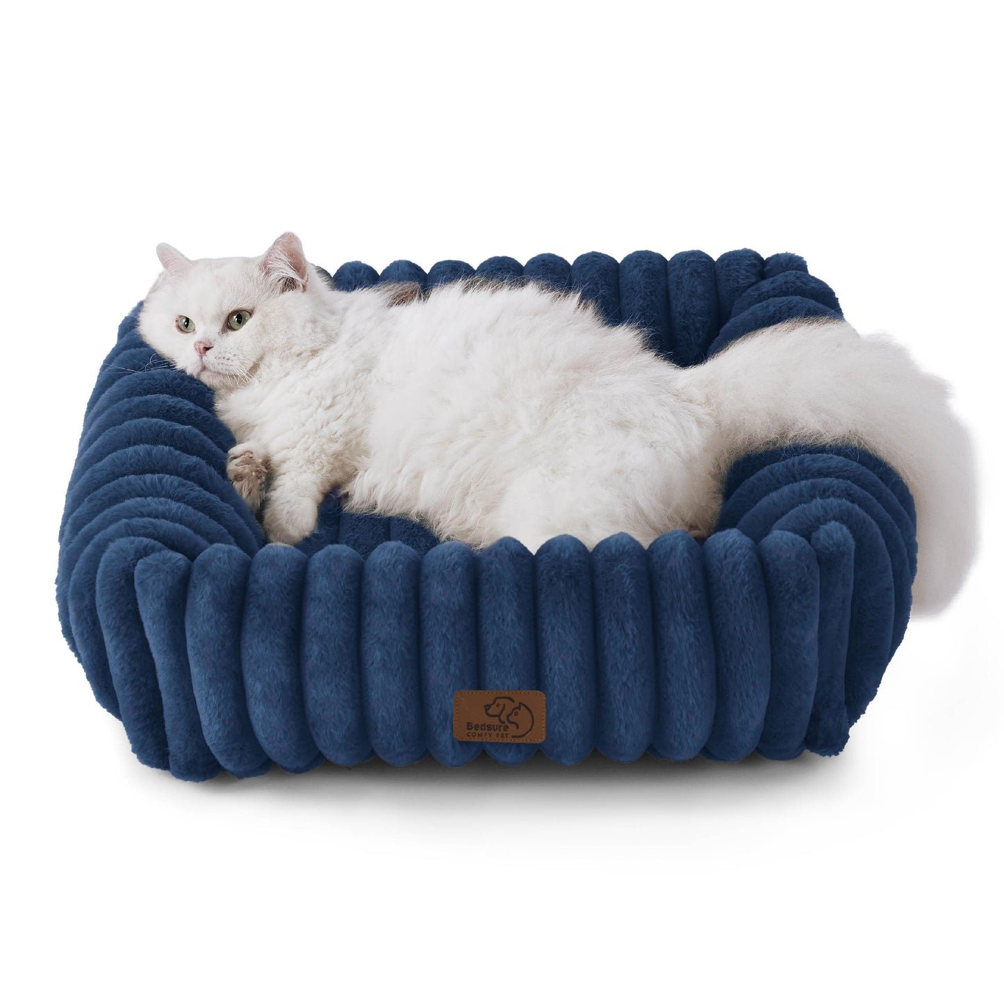 Bedsure ComfyFleece™ Cute Dog Bed for Small Medium Dogs - Washable Furry Puppy Beds, Rectangle Orthopedic Corduroy Fleece Pet Beds with Removable Zipper Cover, 25x21x7inches, Cream