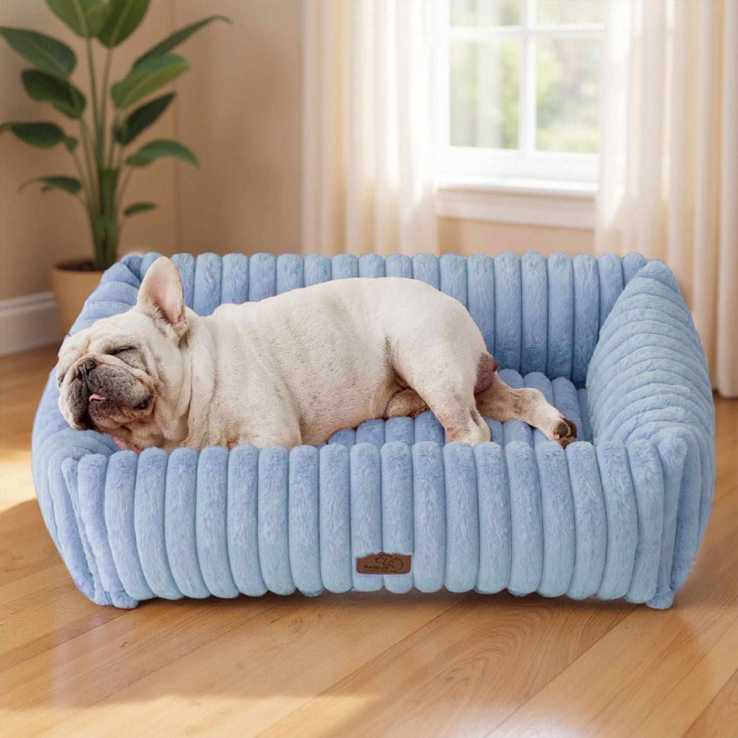 Bedsure ComfyFleece™ Cute Dog Bed for Small Medium Dogs - Washable Furry Puppy Beds, Rectangle Orthopedic Corduroy Fleece Pet Beds with Removable Zipper Cover, 25x21x7inches, Cream