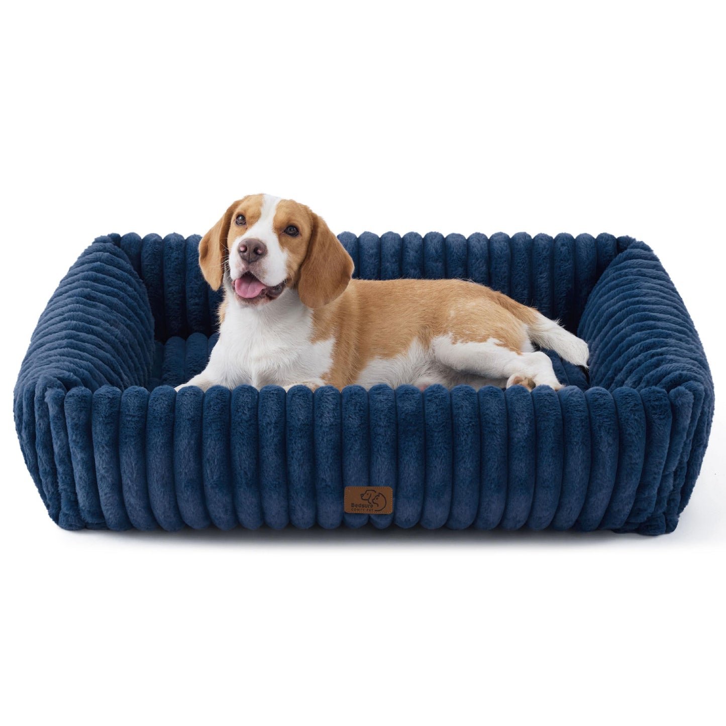 Bedsure ComfyFleece™ Cute Dog Bed for Small Medium Dogs - Washable Furry Puppy Beds, Rectangle Orthopedic Corduroy Fleece Pet Beds with Removable Zipper Cover, 25x21x7inches, Cream