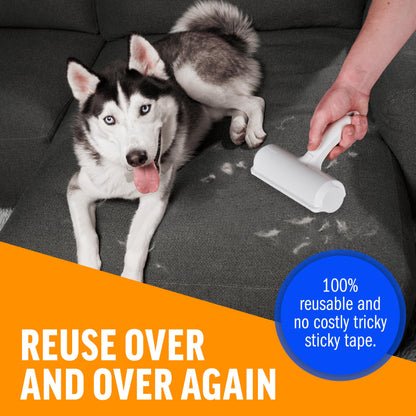 ChomChom Roller Pet Hair Remover – Original Size Reusable Lint Roller for Cat & Dog Hair on Furniture, Couch, Carpet, Car, Rugs & Bedding – Portable, Eco-Friendly (Black)