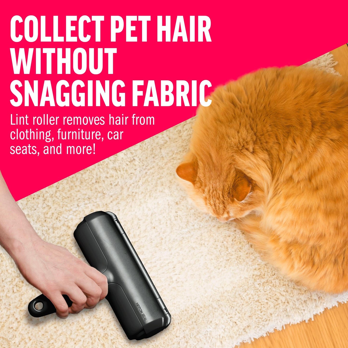 ChomChom Roller Pet Hair Remover – Original Size Reusable Lint Roller for Cat & Dog Hair on Furniture, Couch, Carpet, Car, Rugs & Bedding – Portable, Eco-Friendly (Black)